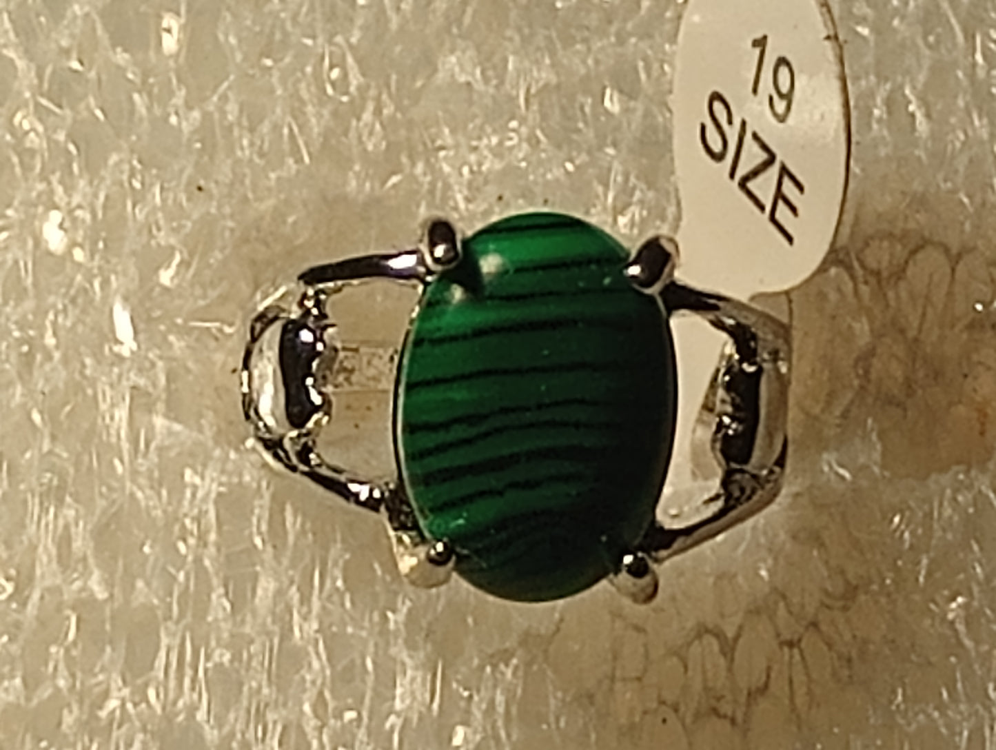 Beautiful green striped with black marble ring