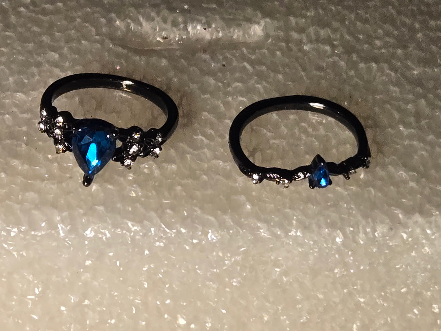 Blue tear drop 2 rings