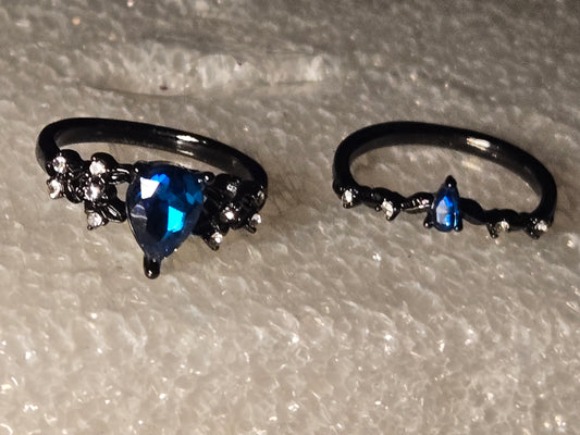 Blue tear drop 2 rings